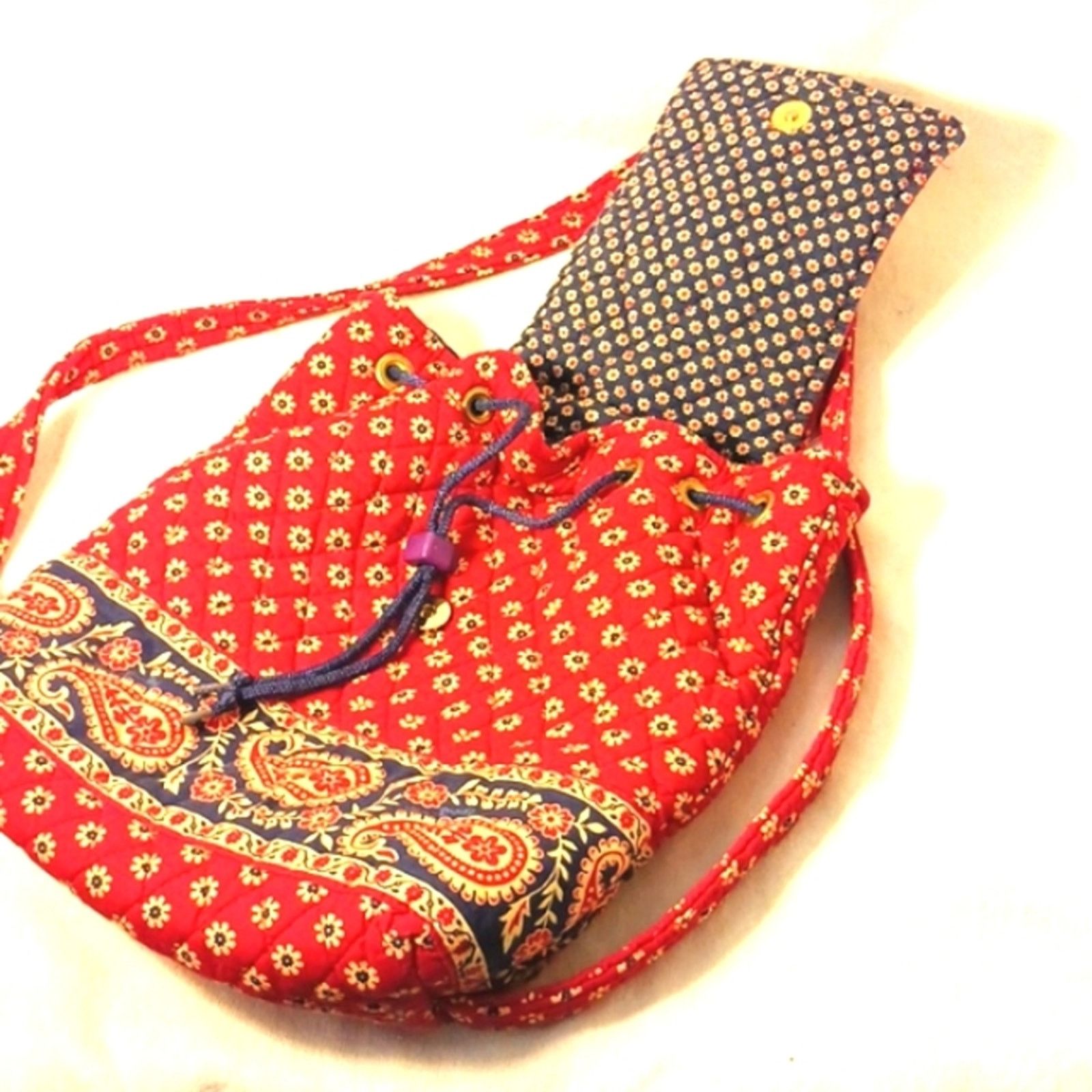 Vera Bradley Backpack VERA BRADLEY Red Blue Boho Travel Paisley QUILTED Size ONE SIZE - 7 Thumbnail