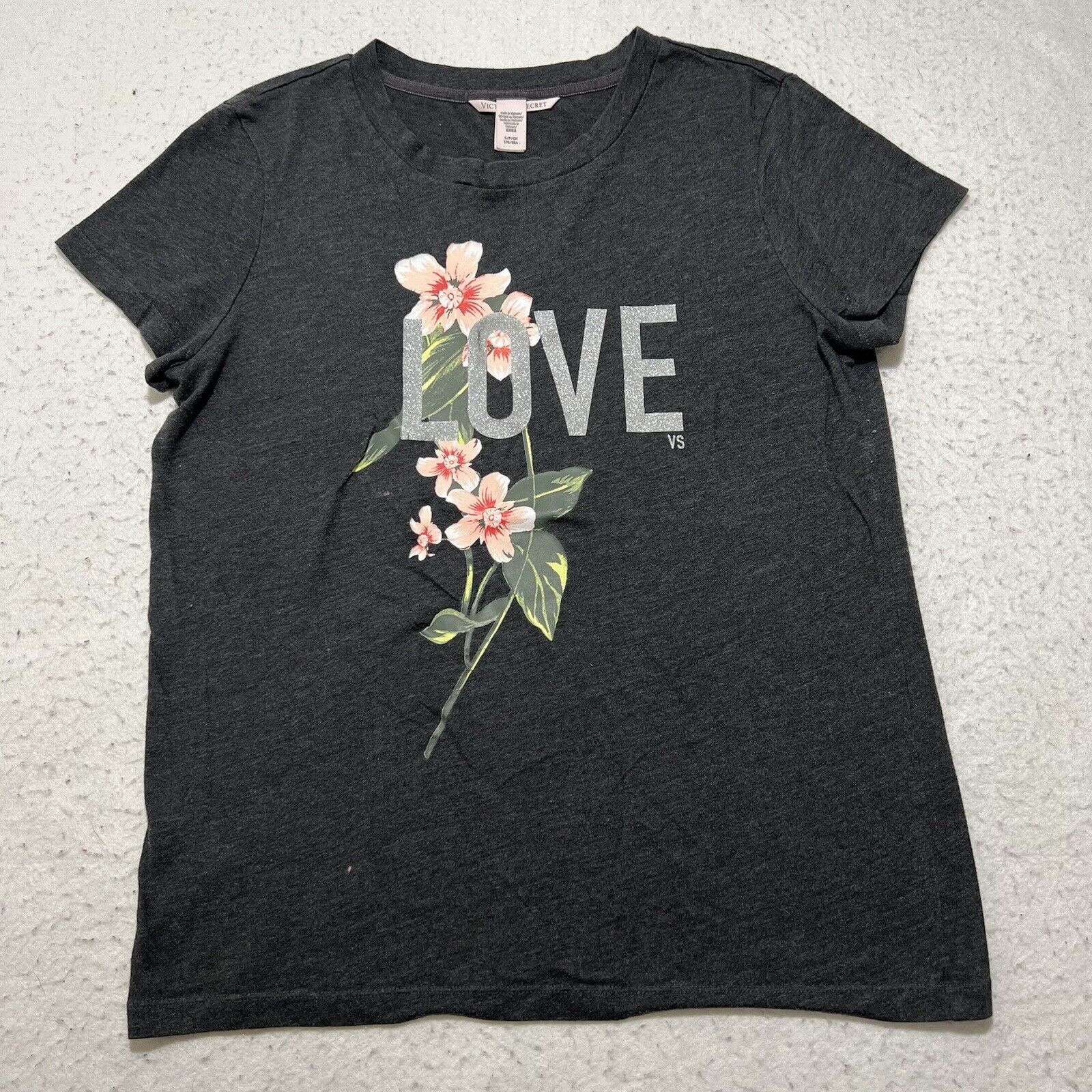 Victoria's Secret Victoria's Secret Graphic T Shirt Love Glitter Flower Size S / US 4 / IT 40 - 1 Thumbnail