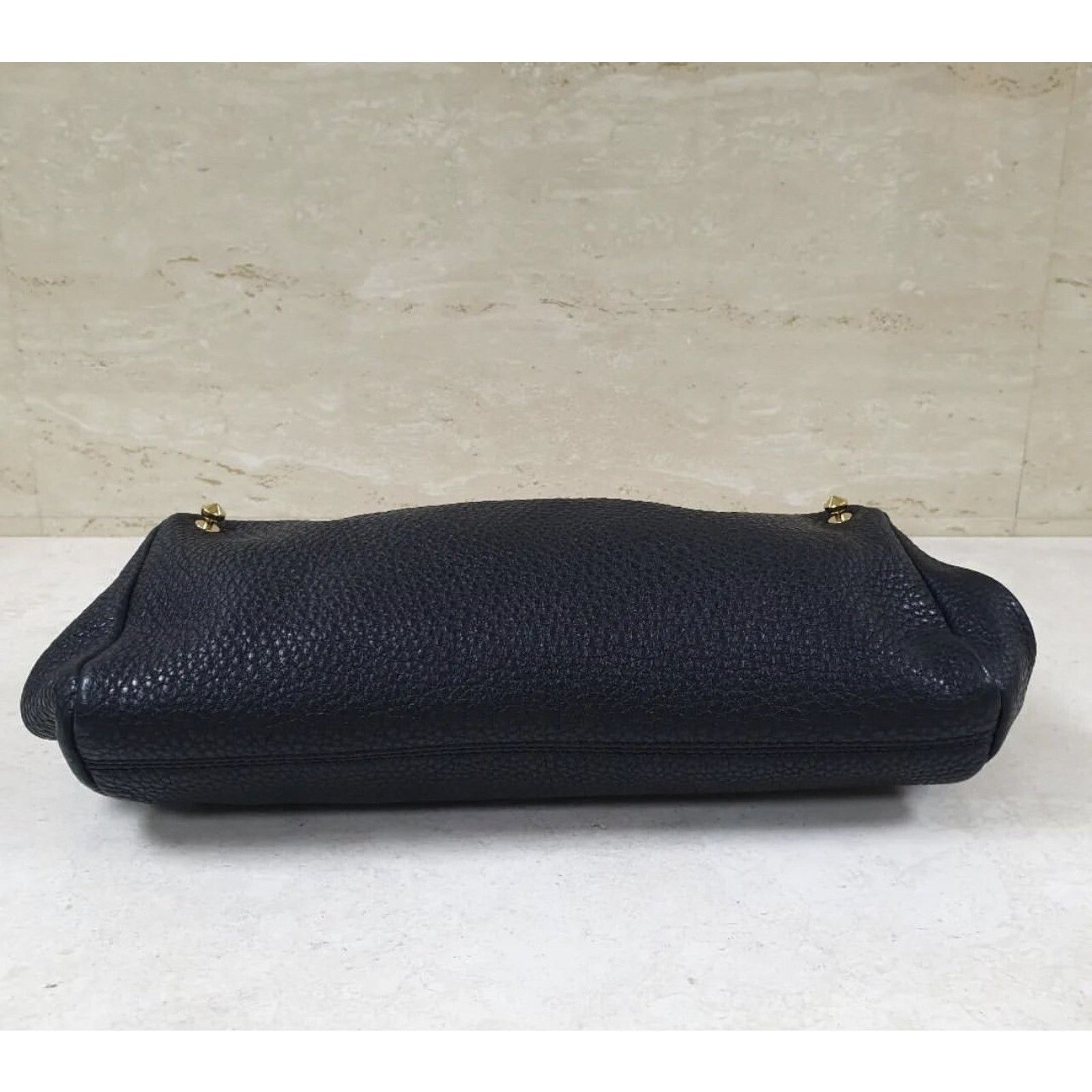 Fendi Fendi Black Leather Walnut Wood Handle Clutch Bag Size ONE SIZE - 4 Thumbnail