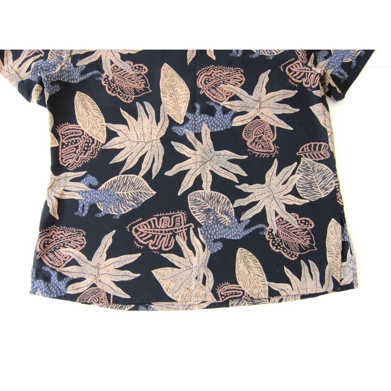 Vintage Kathy Che Black Brown Blue Tiger Floral Crew Neck Short Sleeve Tunic Blouse M Women Shirt Blouse Tiger Floral Crew Neck Short Sleeve Tunic Blouse M Size M / US 6-8 / IT 42-44 - 5 Thumbnail