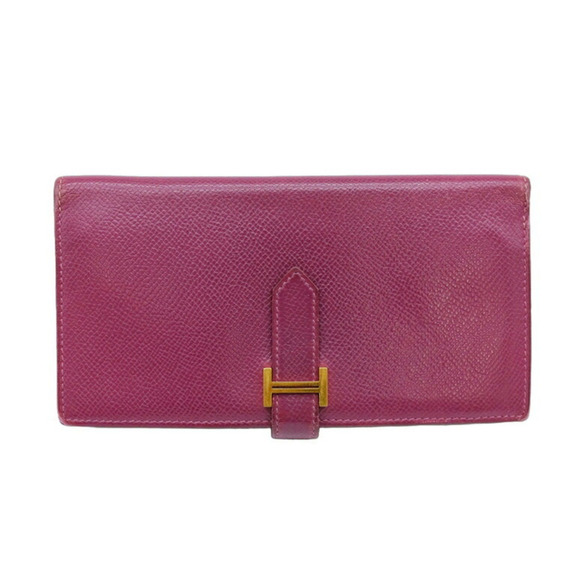 image of Hermes Bearn Dupri Long Wallet Tri-Fold Epsom Leather Purple, Women's