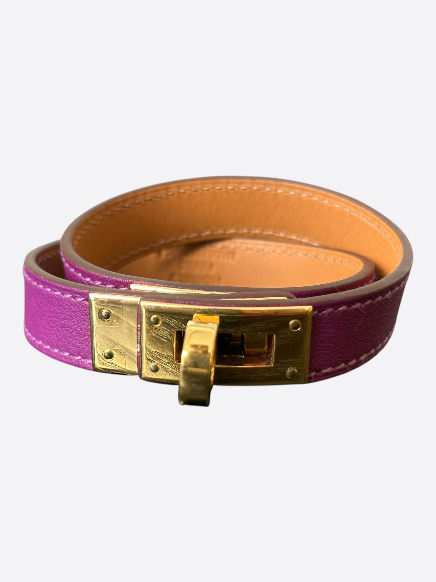 Hermes Purple Swift & Gold Hardware Kelly Double Tour Bracelet Size ONE SIZE - 1 Thumbnail