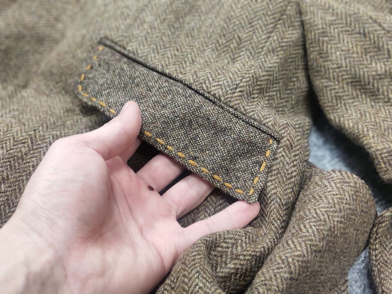 Harris Tweed Holland Esquire Herringbone Tweed Two Button Blazer Jacket Size US L / EU 52-54 / 3 - 18 Thumbnail