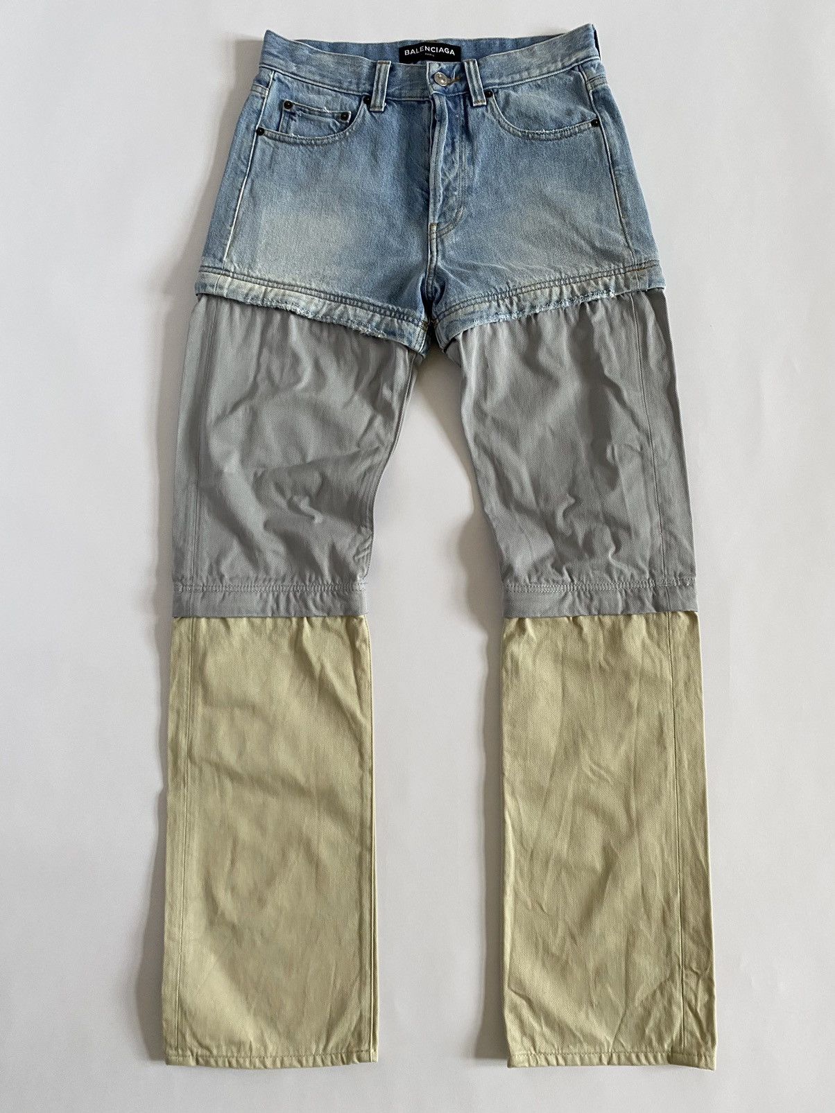 image of Balenciaga Ss18 Runway Convertible Zip Jeans in Blue, Men's (Size 28)