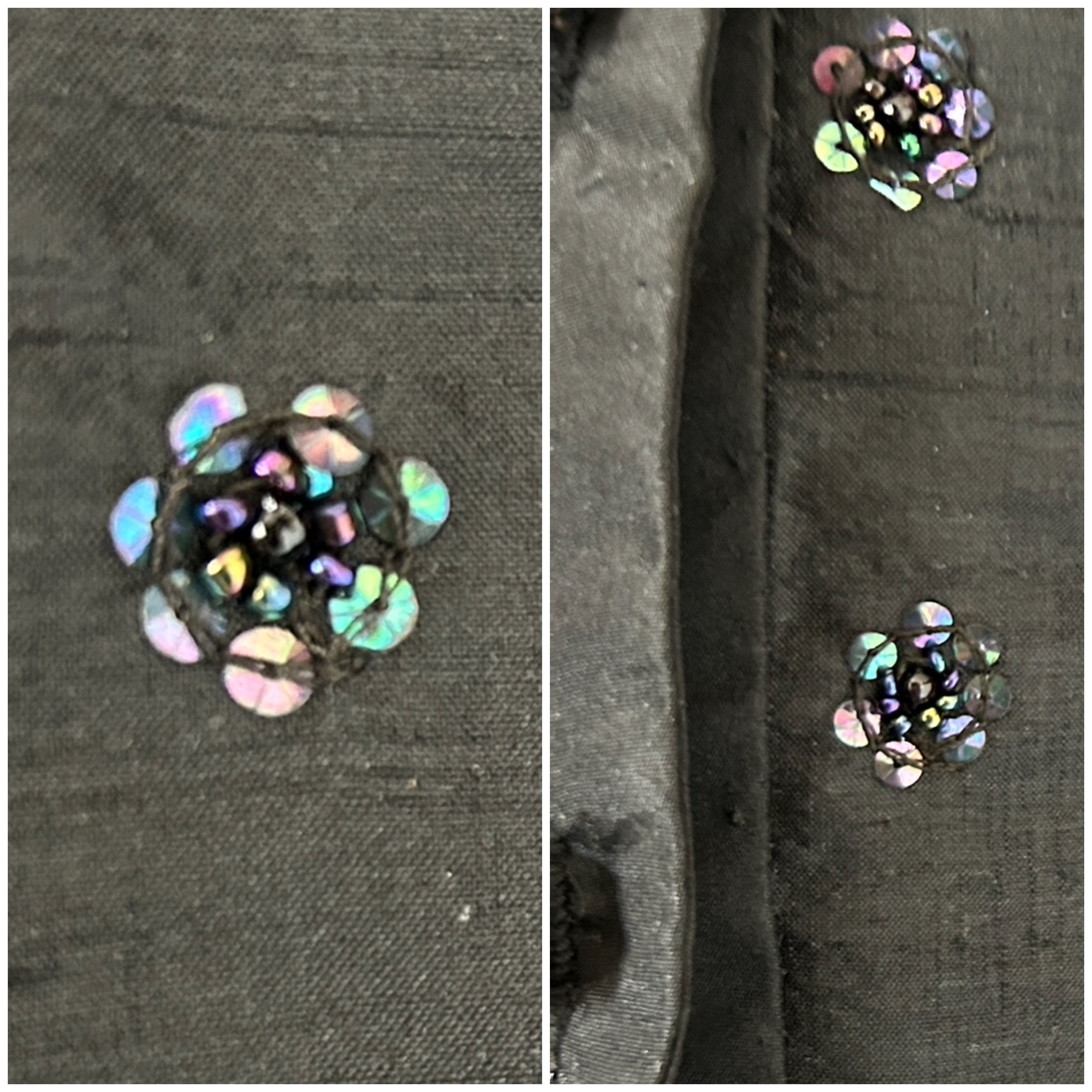 Vintage Vintage 80s party embellished floral silk black blazer Size L / US 10 / IT 46 - 9 Thumbnail