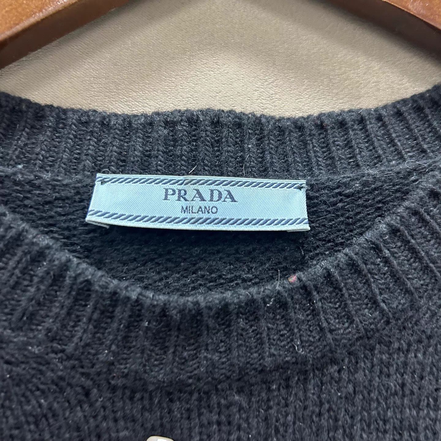 Prada Prada 99 New Black Back Triangle Logo Crewneck Sweater 36 Size XS / US 0-2 / IT 36-38 - 3 Thumbnail