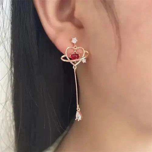 Japanese Brand × Vintage New Elegant Geometric Heart Crystal Long Drop Size ONE SIZE - 3 Thumbnail