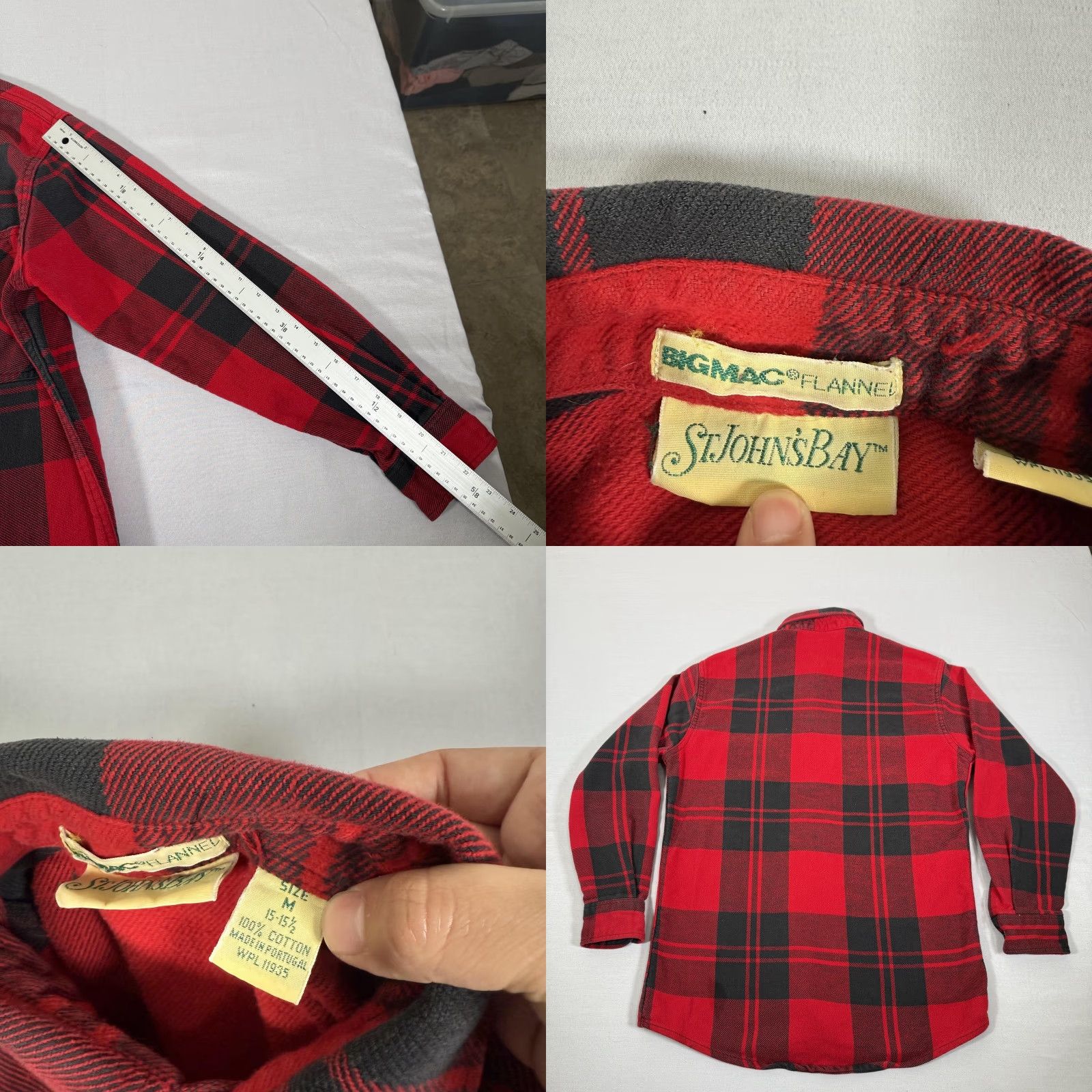 Vintage VINTAGE St. John's Bay Big Mac Shirt Mens M Red Black Plaid Flannel Button-Up 90s Casual Pocketed Cotton Shirt Size US M / EU 48-50 / 2 - 8 Thumbnail