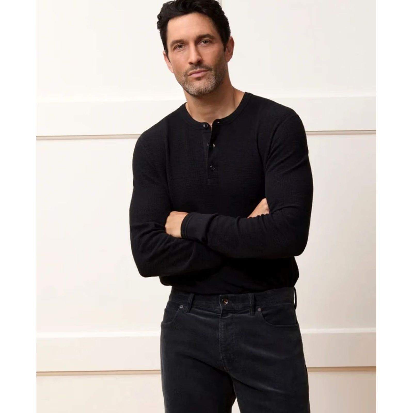 Todd Snyder Todd Snyder Waffle Knit Henley Shirt Men 2XL Black Slub Cotton Slim Fit NWT Size US XXL / EU 58 / 5 - 2 Thumbnail