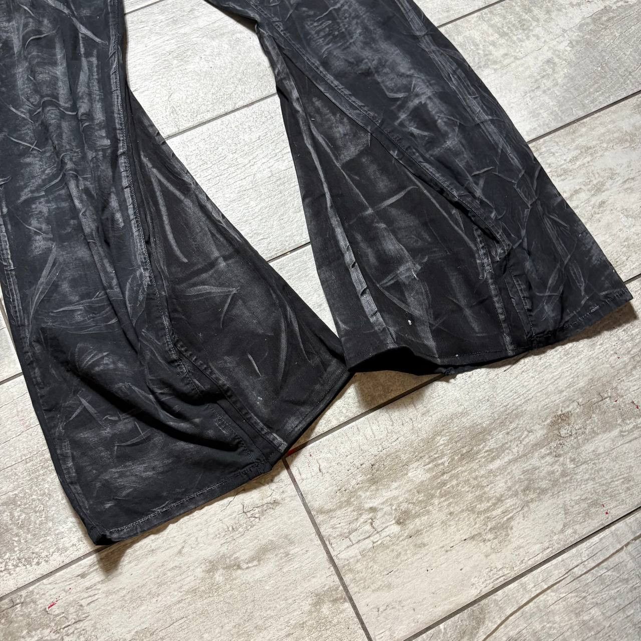 Japanese Brand Custom Black Baggy Distressed Jeans Painted Wide Leg Size US 31 - 4 Thumbnail