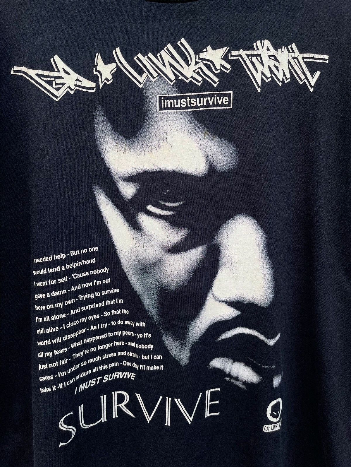 Vintage 90s Da Link Went I Must Survive Size US XL / EU 56 / 4 - 2 Thumbnail