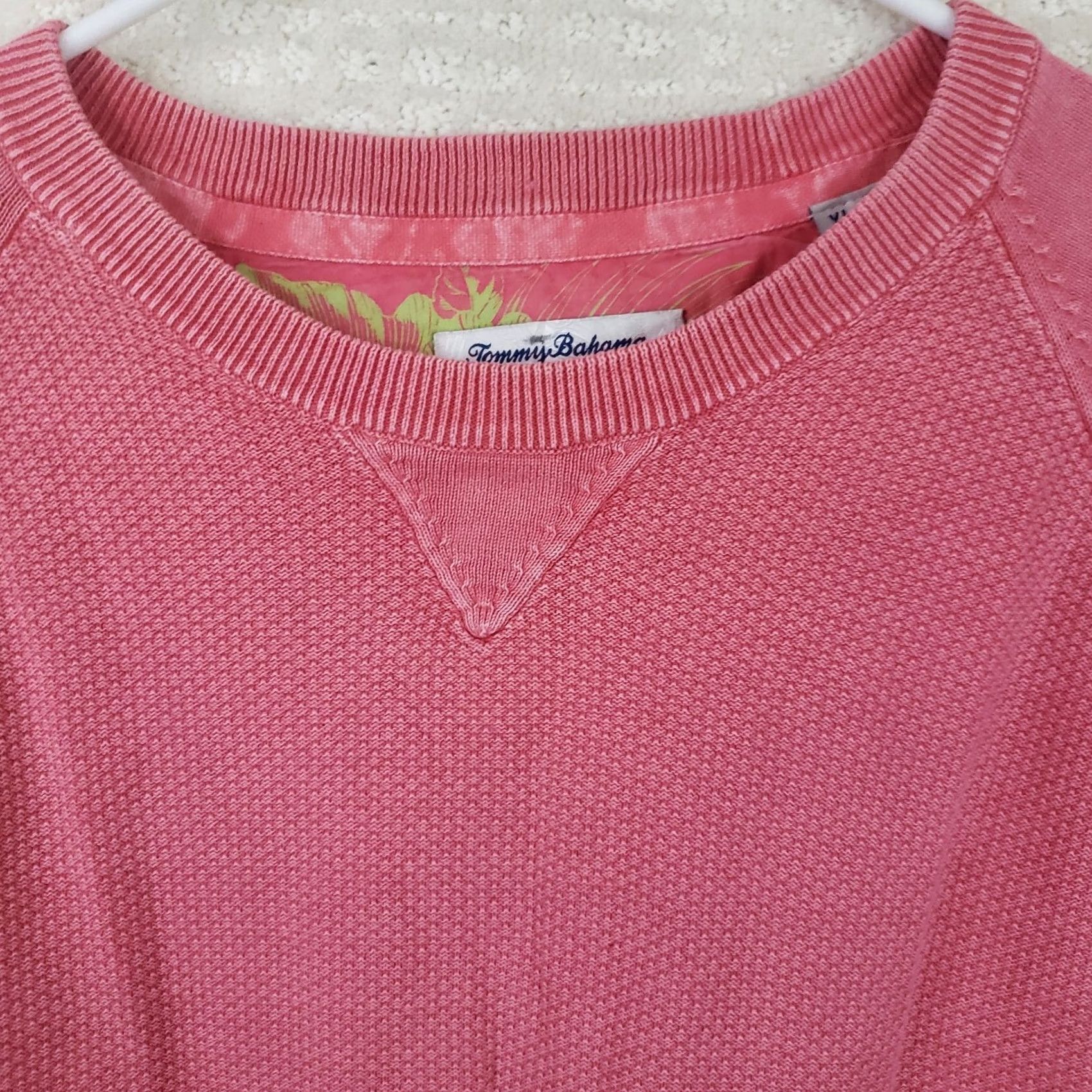 Tommy Bahama Tommy Bahama Sweatshirt Men's XL Pink Long Sleeve Pullover Crew Neck Knit Cotton Regular Size US XL / EU 56 / 4 - 4 Thumbnail