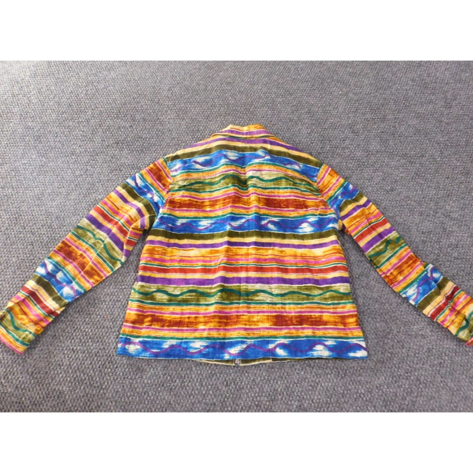 Coldwater Creek ColdWater Creek Jacket Petite PS Red Striped Knit Cotton Zip Zipper Collared Long Sleeve Womens Winter Casual Buttons Size S / US 4 / IT 40 - 7 Thumbnail