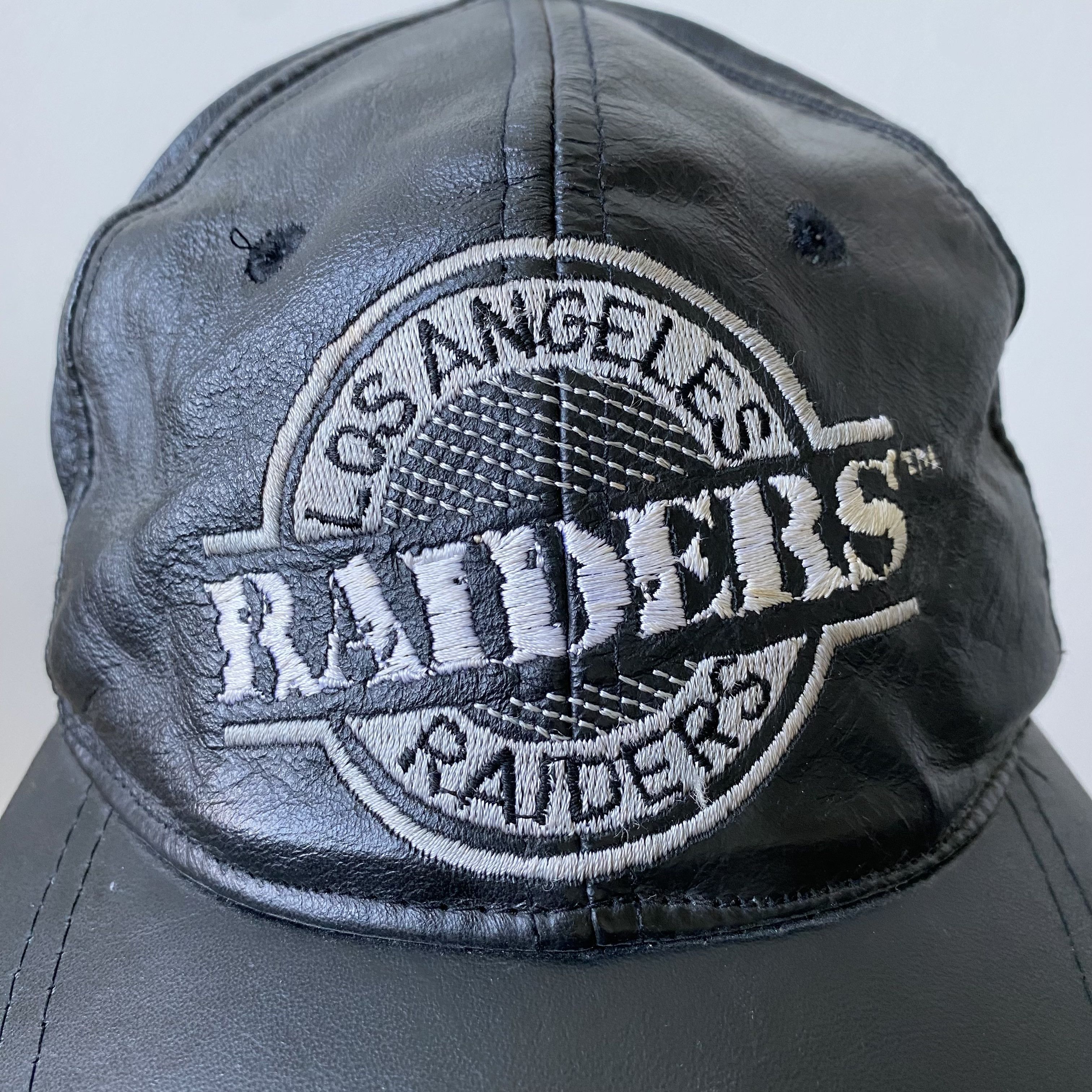 NFL Vintage 1992s NFL Raiders Leather Cap pro one Made in Usa Size ONE SIZE - 2 Thumbnail