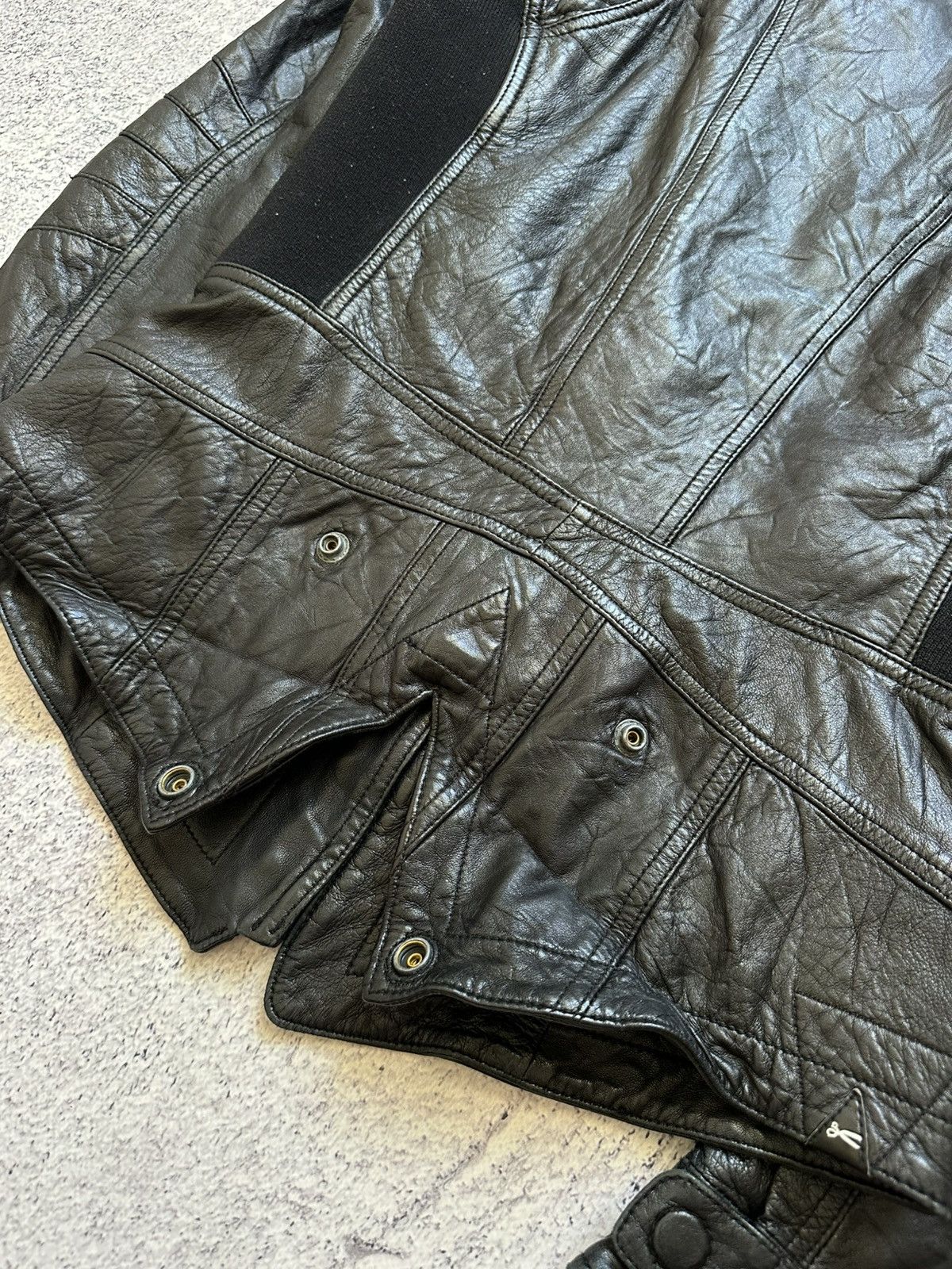 DENHAM Awant-garde Denham Leather Biker Jacket Rick Owens Style Y2K Size M / US 6-8 / IT 42-44 - 18 Thumbnail