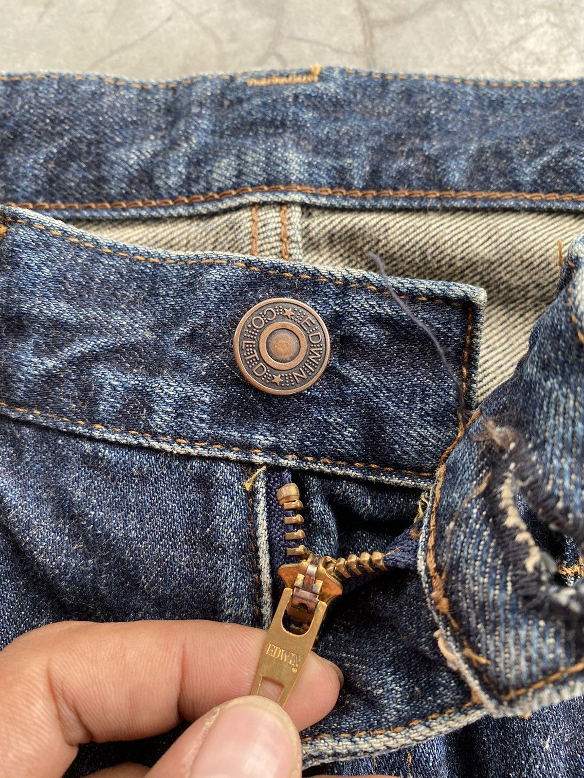 Edwin × Japanese Brand Baggy Jeans Edwin X403 Distressed Size US 31 - 5 Thumbnail