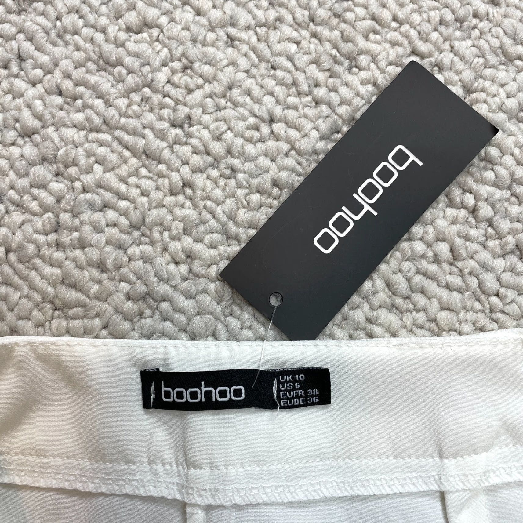 Boohoo VINTAGE Boohoo Pants Chino Flat Front Regular Womens 10 White Ivory New NWT Size 28" / US 6 / IT 42 - 7 Thumbnail