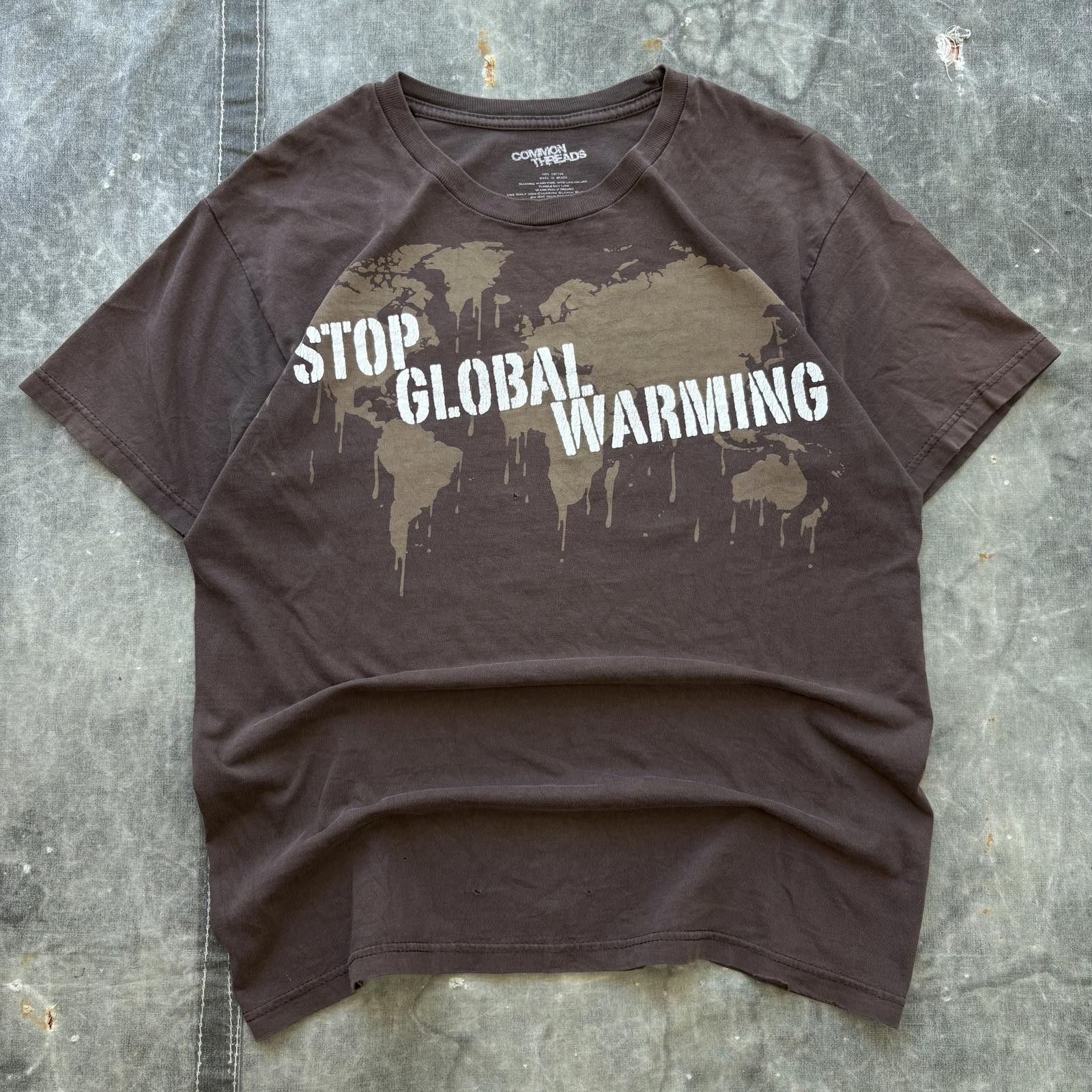 Vintage Vintage Y2K Chocolate Brown Stop Global Warming Grunge Shirt Size US M / EU 48-50 / 2 - 1 Thumbnail