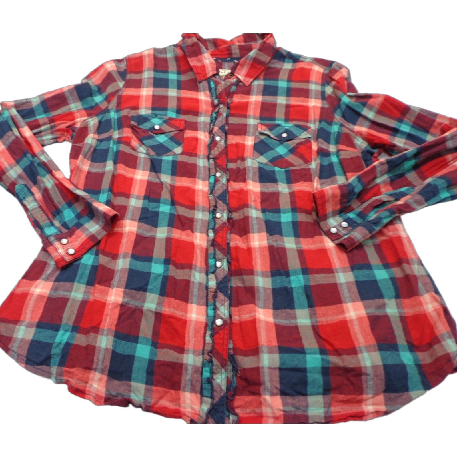 Vintage Arizona Jeans Womens Button-Up Shirt Size 1X Plus Plaid Cotton Brown Snap Front Collared Vintage No Size XL / US 12-14 / IT 48-50 - 1 Thumbnail