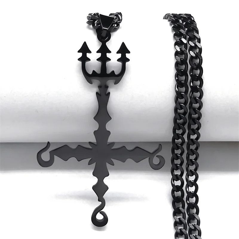 Jewelry 666 Satan Inverted Cross Trident Demonic Pendant Talisman Size ONE SIZE - 1 Preview