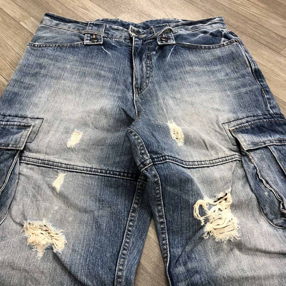 PPFM 2000s PPFM Distressed Lgb Bondage Multipocket Cargo Jeans Size US 31 - 3 Thumbnail