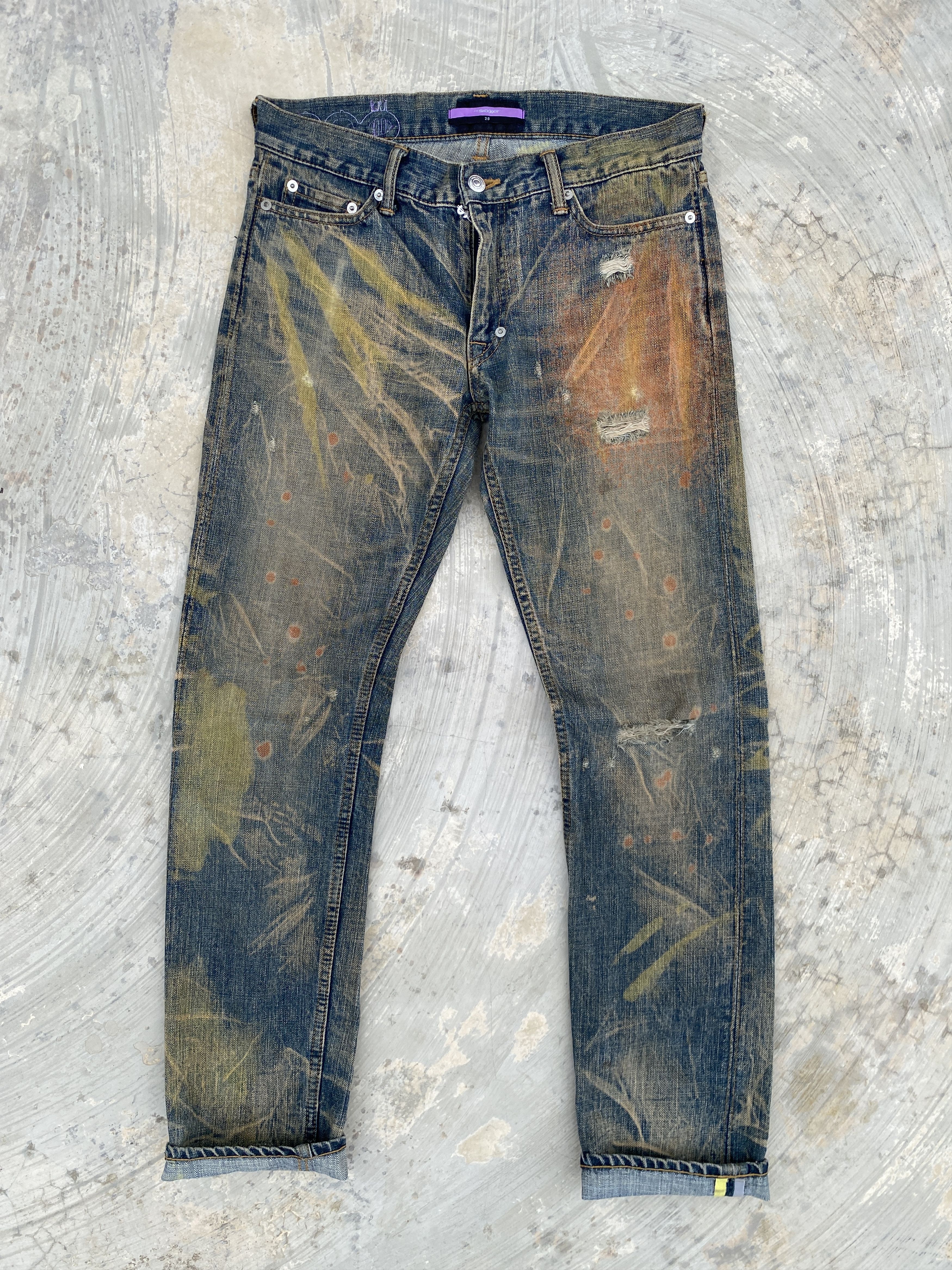 Japanese Brand Swagger Dirty Colourful Wash Selvedge Distressed Jeans Size US 28 / EU 44 - 1 Thumbnail