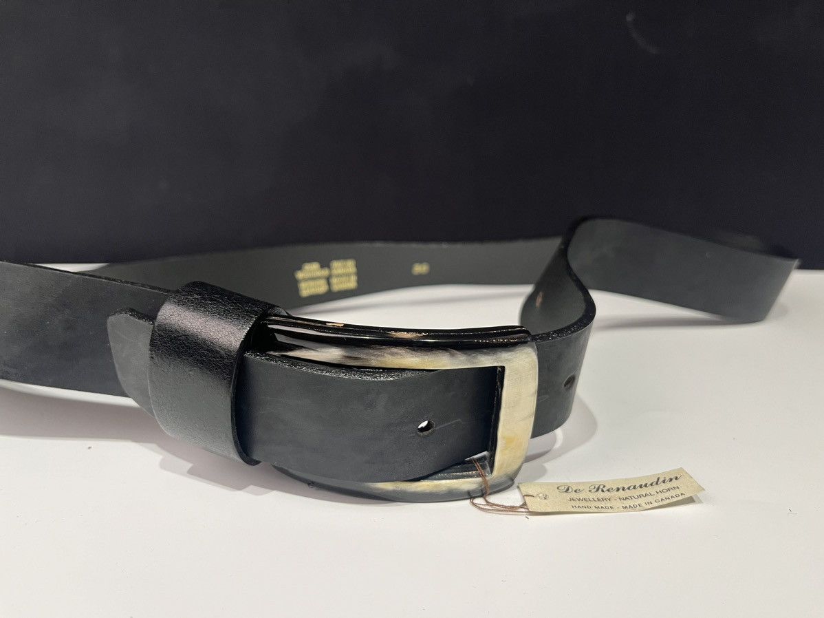 Vintage De Renaudin Small Horn Square Buckle Black Belt Size ONE SIZE - 1 Thumbnail