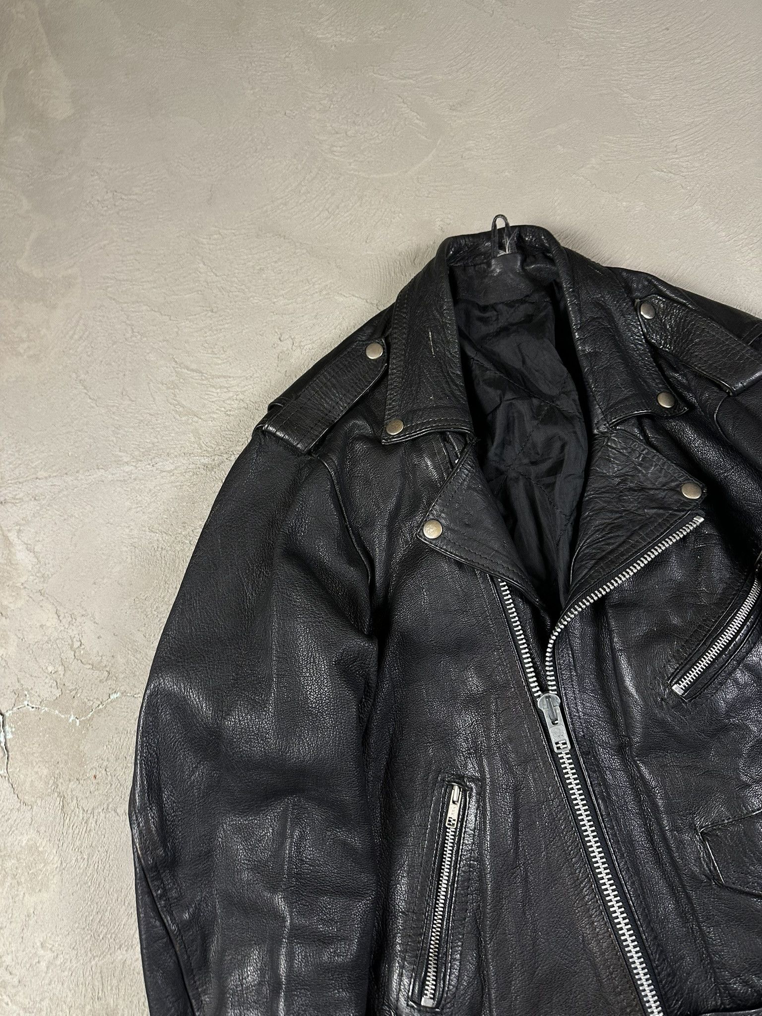 Genuine Leather 90s Vintage Biker Ramones Leather Boxy Jacket Size US S / EU 44-46 / 1 - 6 Thumbnail