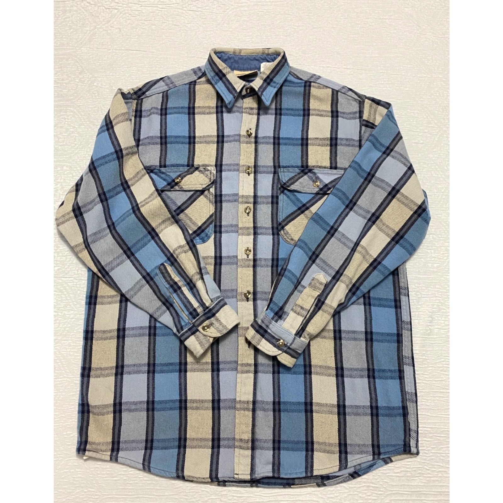 Vintage VINTAGE M Fine & Sons Heavy Flannel Long Sleeve Shirt L Blue Plaid 90s Mens Shirt Size US L / EU 52-54 / 3 - 2 Thumbnail