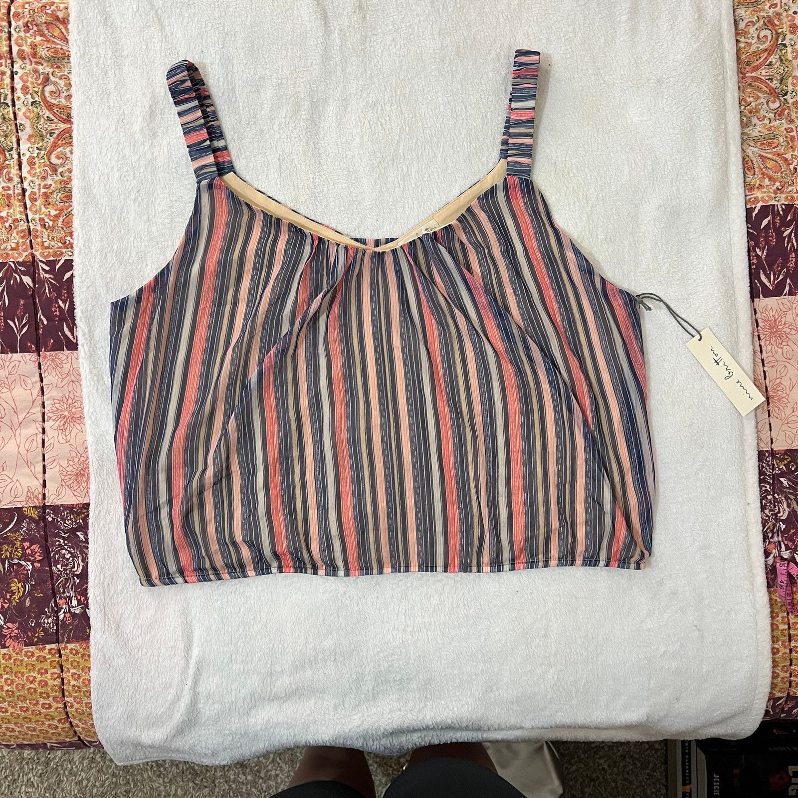 Other Misha Cropped Cami - Stitch Fix Striped Elastic Waist Top Size XXL / US 16-18 / IT 52-54 - 14 Thumbnail