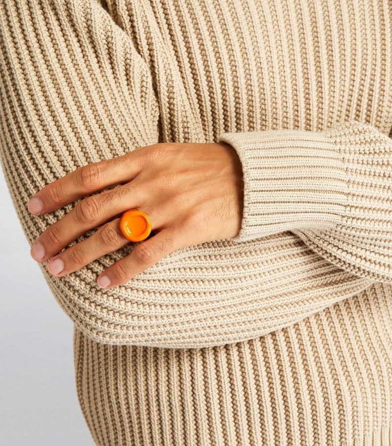 Bottega Veneta BOTTEGA VENETA Seal orange gold plated silver ring 9.5 21 q Size ONE SIZE - 2 Thumbnail