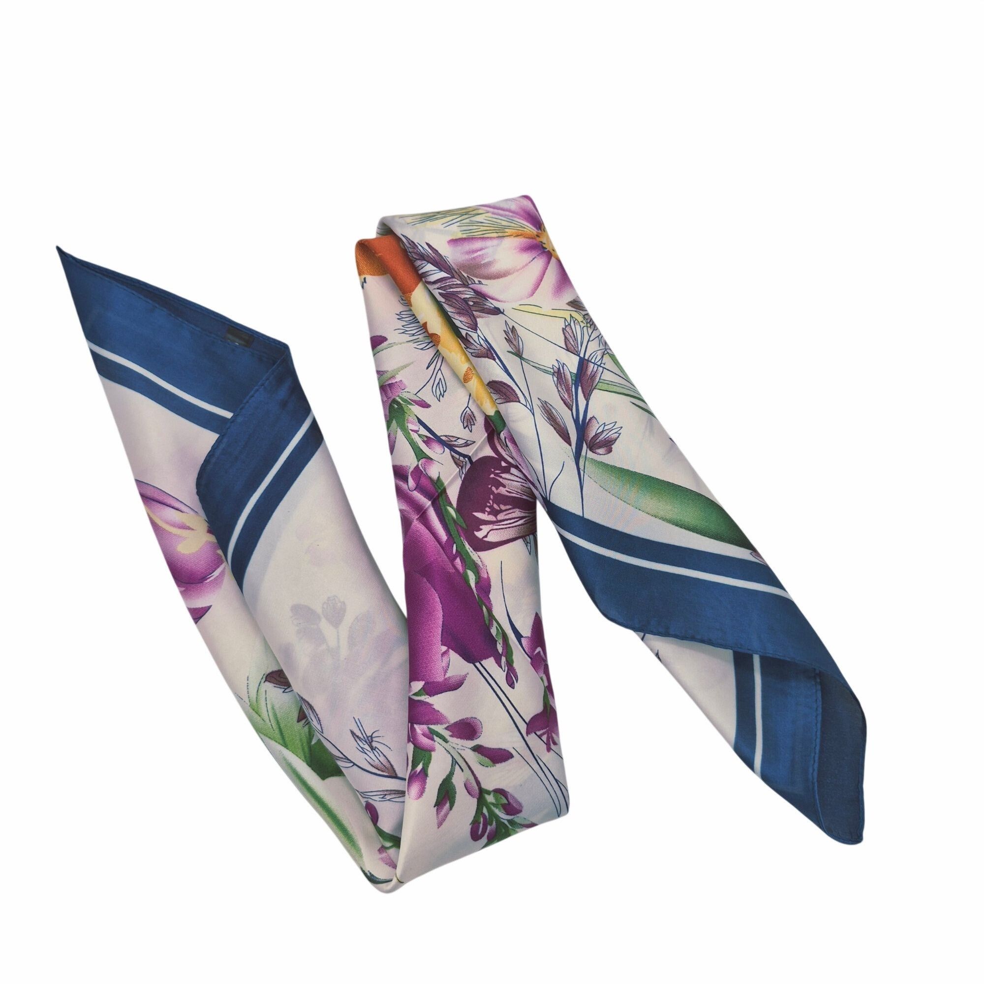 Other ⭐Luxur Elegant Purple Floral Silky Square Scarf Leaf Floral Size ONE SIZE - 4 Thumbnail