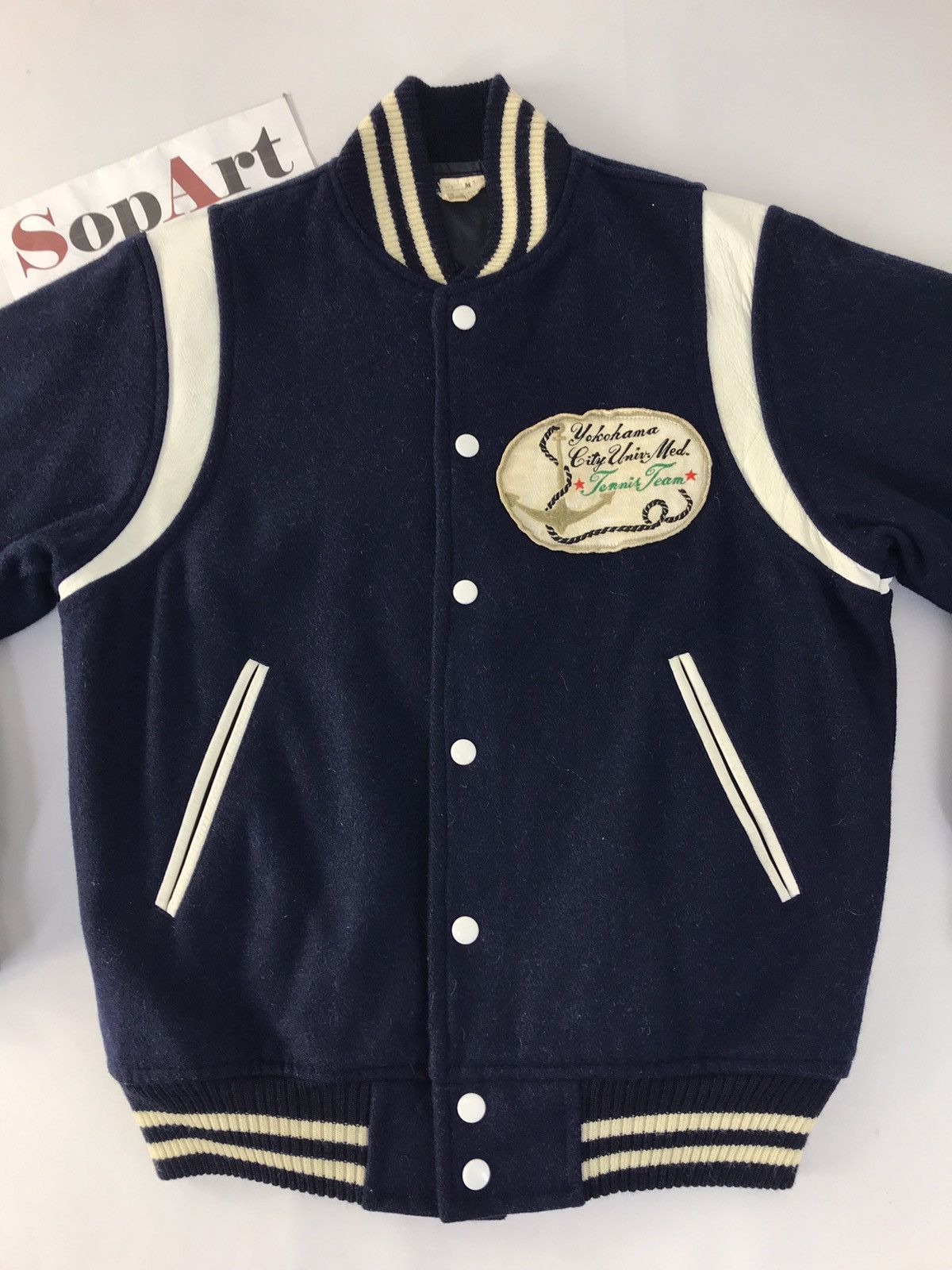 Japanese Brand Varsity Jacket Yokohama Tennis Team Distressed Snap Button Size US M / EU 48-50 / 2 - 3 Thumbnail