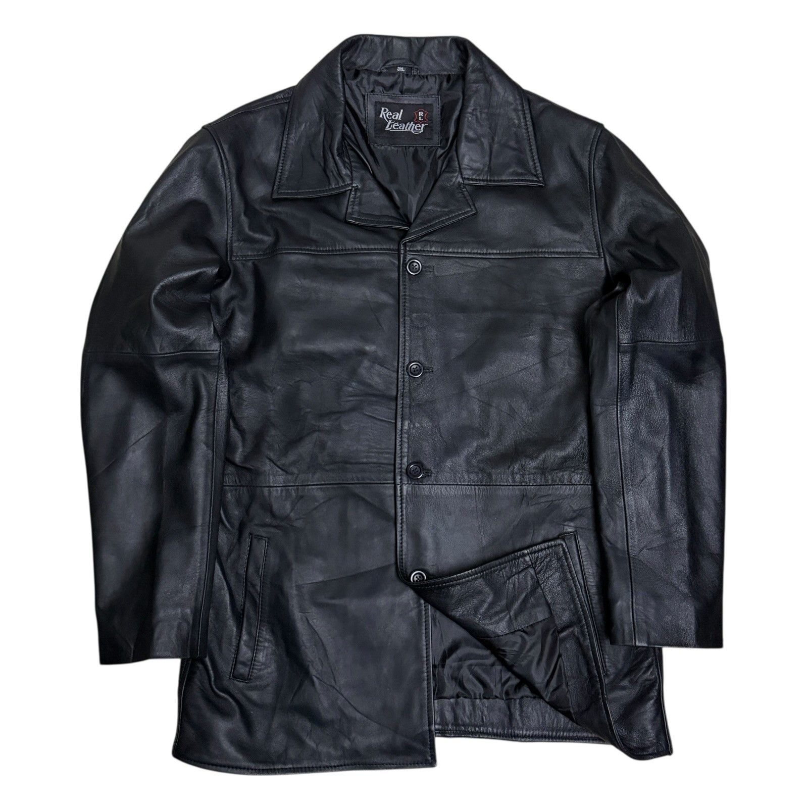 Other REAL LEATHER Vintage Y2K Duster Retro Jacket Coat Mens 3XL Size US XXL / EU 58 / 5 - 1 Thumbnail