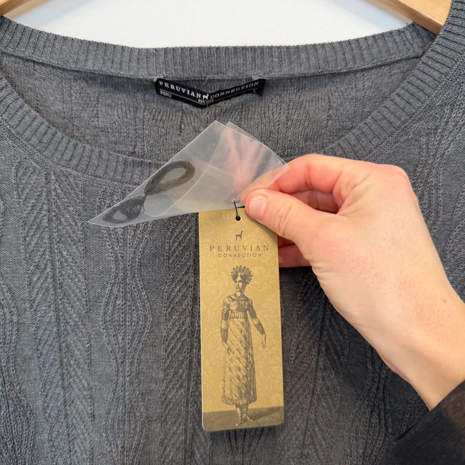 Other Peruvian Connection Gray Knit Pima Cotton Sweater Sz L Size L / US 10 / IT 46 - 4 Thumbnail