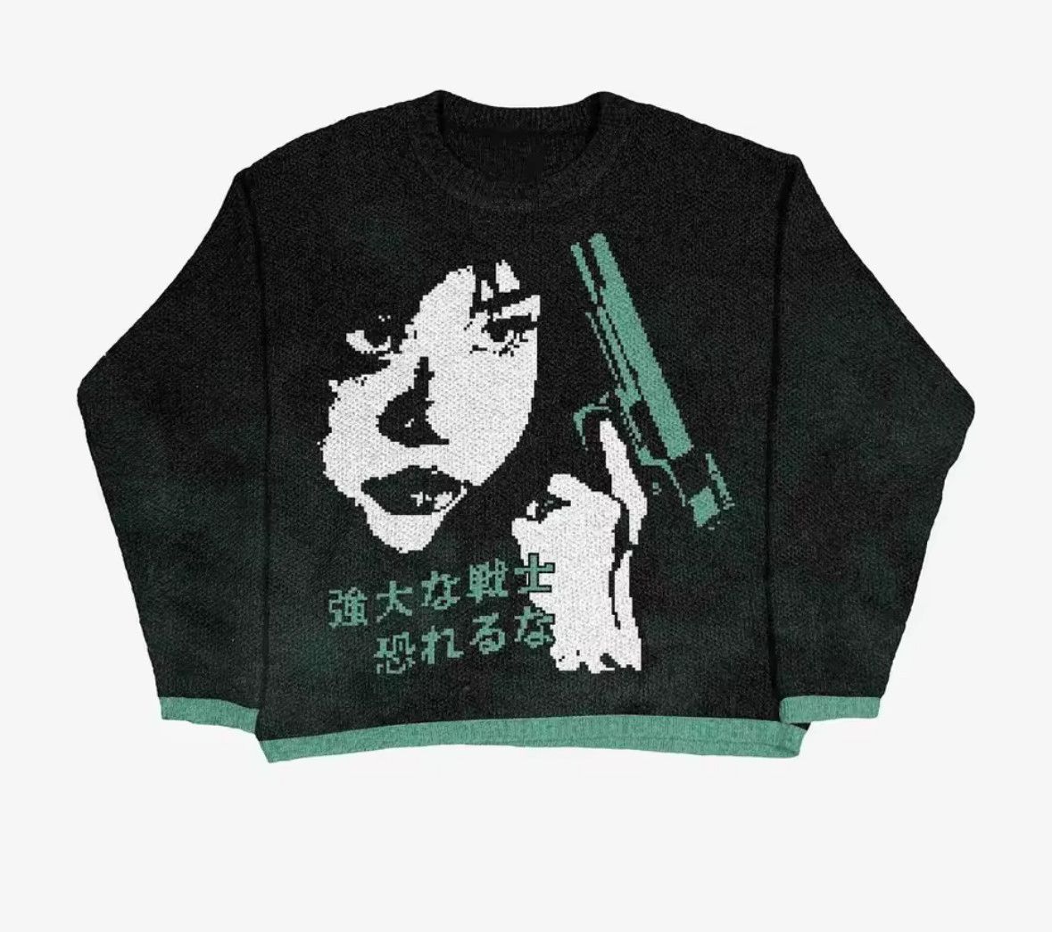 Japanese Brand Street Girl Shooter Pattern Sweater Jacquard Knit Sweatshirt Size US M / EU 48-50 / 2 - 1 Thumbnail