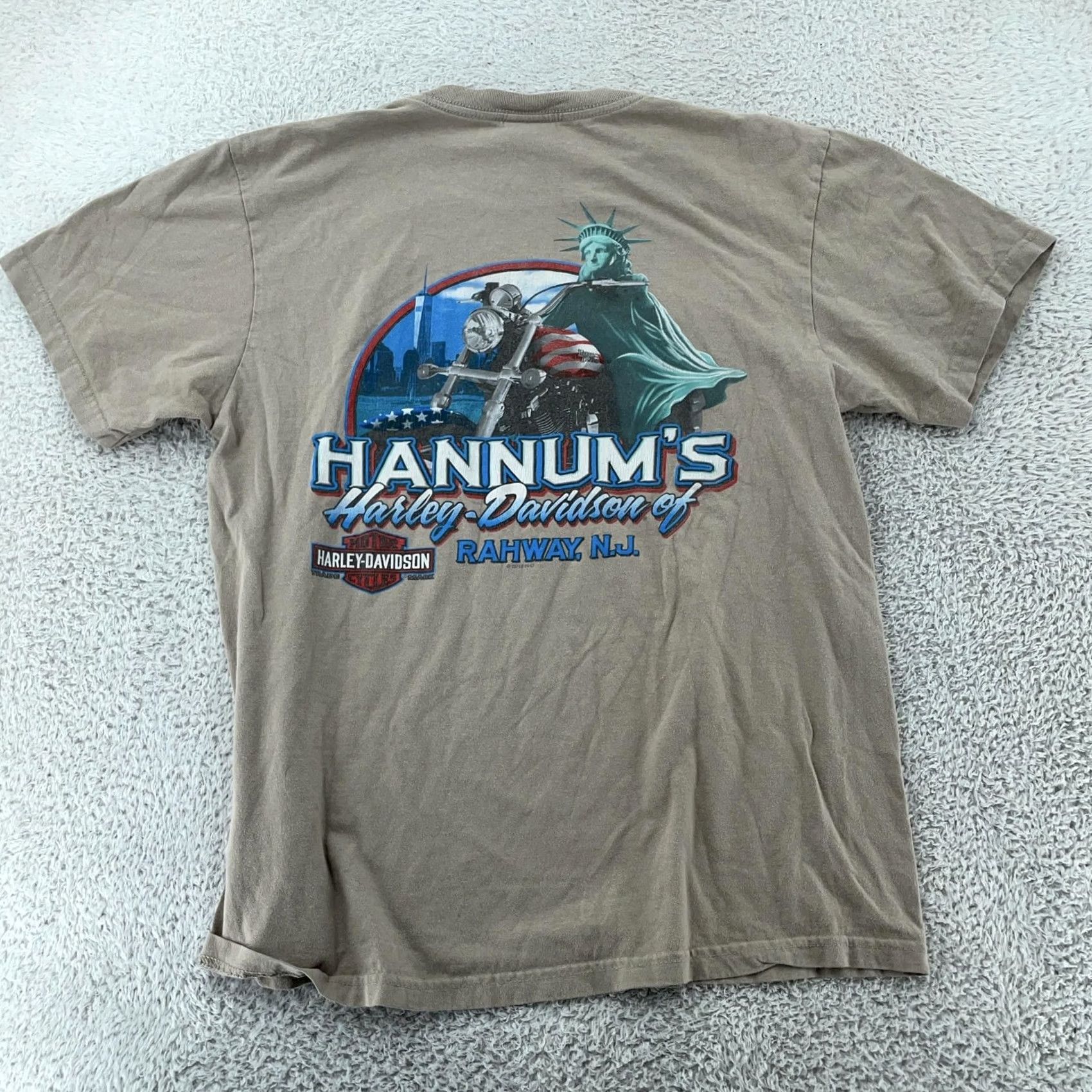Harley Davidson Harley-Davidson T-Shirt Mens L Tan USA Graphic Print Crew Neck Short Sleeve 100% Cotton Vintage: No Size US L / EU 52-54 / 3 - 5 Thumbnail