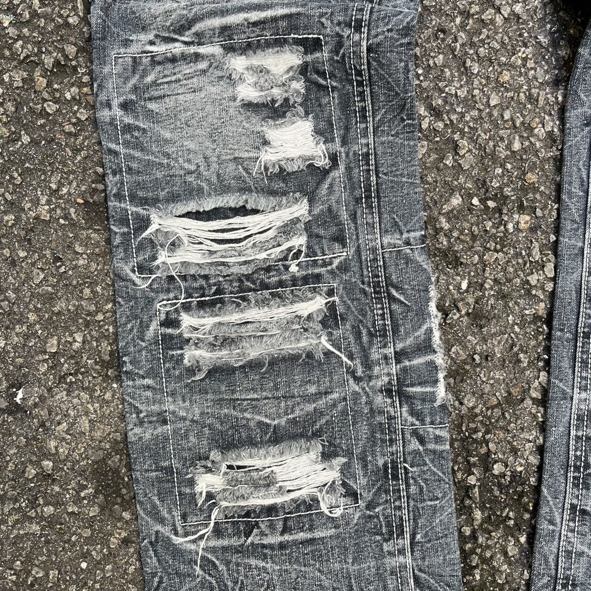 Japanese Brand Low Box Distressed Boro Acid Wash Slim Straight Jeans Punk Size US 32 / EU 48 - 3 Thumbnail