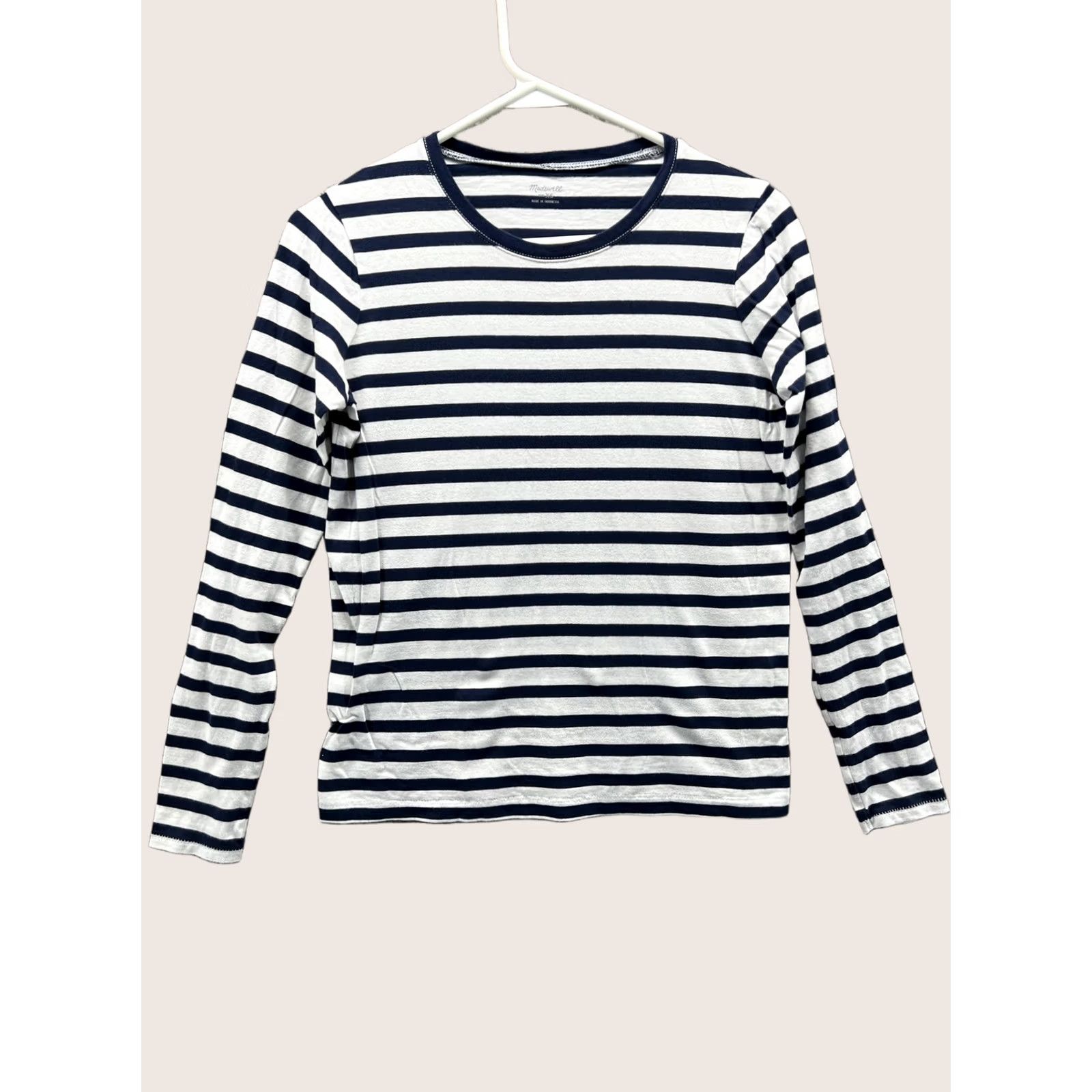Madewell Madewell Shirt Womens XS Blue Stripe Nautical Crew Neck Long Sleeve Jersey Top Size XS / US 0-2 / IT 36-38 - 1 Thumbnail