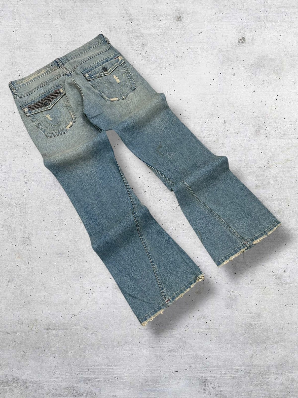 Tornado Mart VINTAGE FANCY CRAFTED JAPAN DESIGNER 90S RIPPED DENIM FLARED Size US 32 / EU 48 - 12 Thumbnail