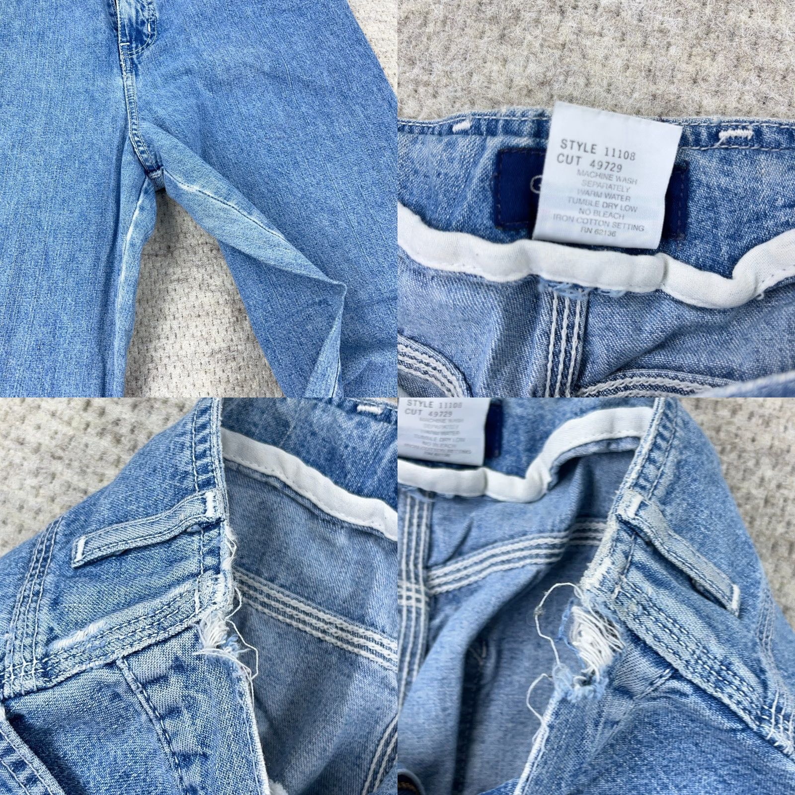 Guess VINTAGE GUESS Jeans Carpenter 32x31 Men Distressed 90s Grunge Blue Denim Leather Patch Relaxed Fit Jeans Mens Size US 32 / EU 48 - 8 Thumbnail