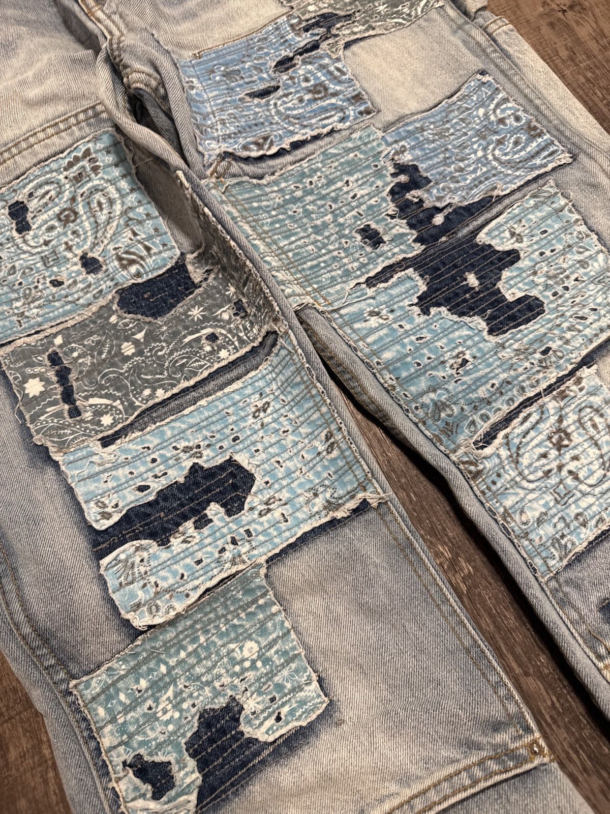 Amiri AMIRI PATCHWORK WIDE-LEG JEANS SIZE 33 Size US 33 - 4 Thumbnail