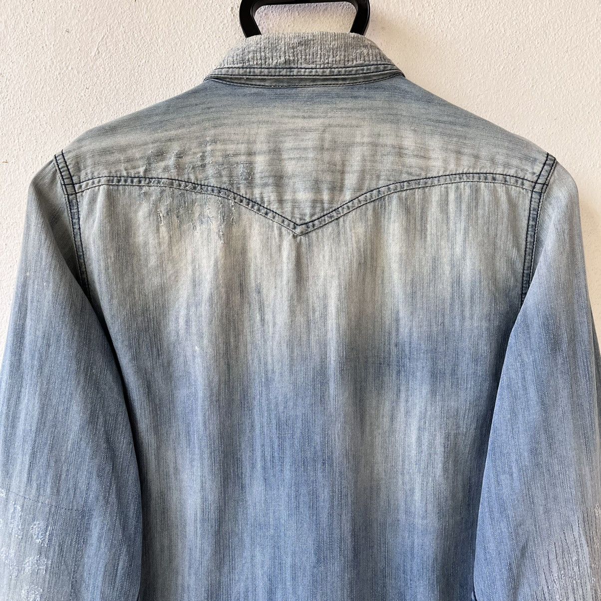 Diesel Diesel Distressed Western Denim Shirt Light Wash Size XS / US 0-2 / IT 36-38 - 7 Thumbnail