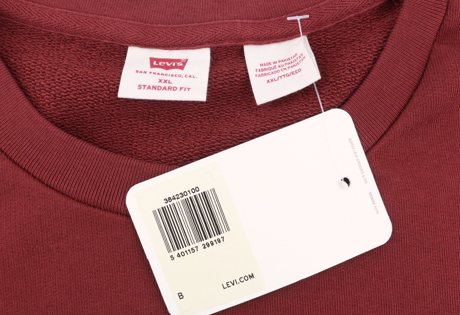 Levi's STANDARD FIT 2XL Red Crew Neck Logo Cotton Pullover 87110 Size US XXL / EU 58 / 5 - 7 Thumbnail