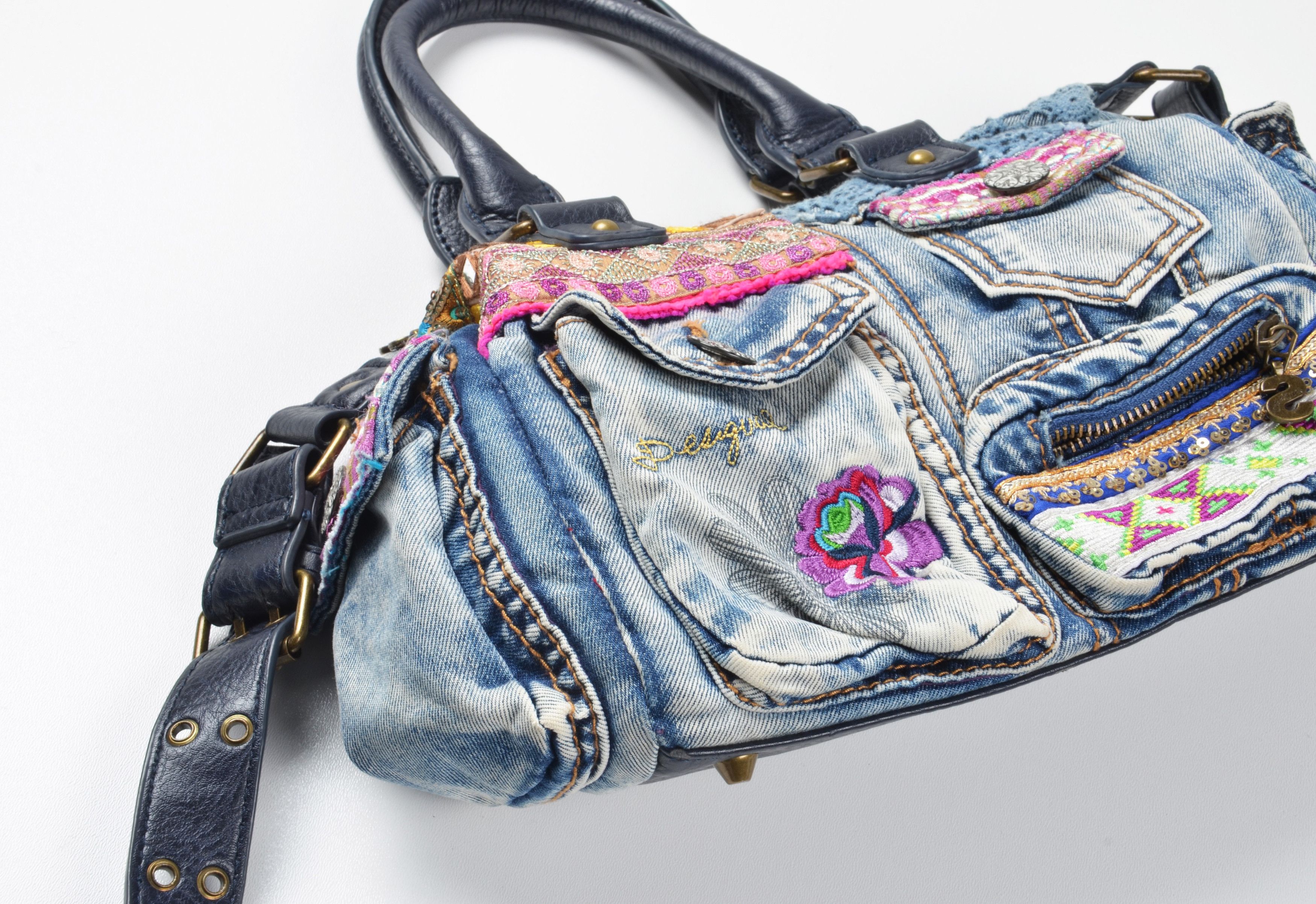 Desigual Desigual Y2K Boho Patchwork Denim Shoulder Crossbody Bag Size ONE SIZE - 2 Thumbnail