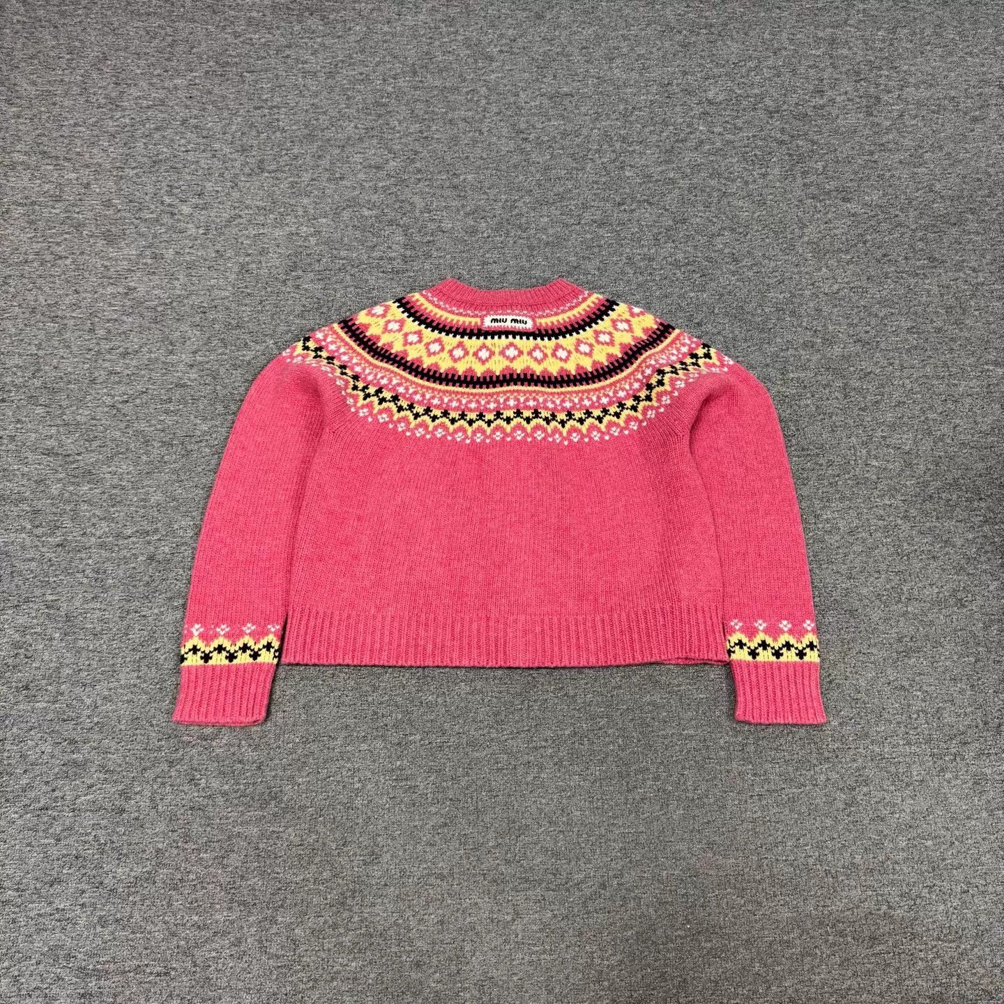Miu Miu MIU MIU Pink Fair Isle Intarsia Short Cardigan Size S / US 4 / IT 40 - 3 Thumbnail