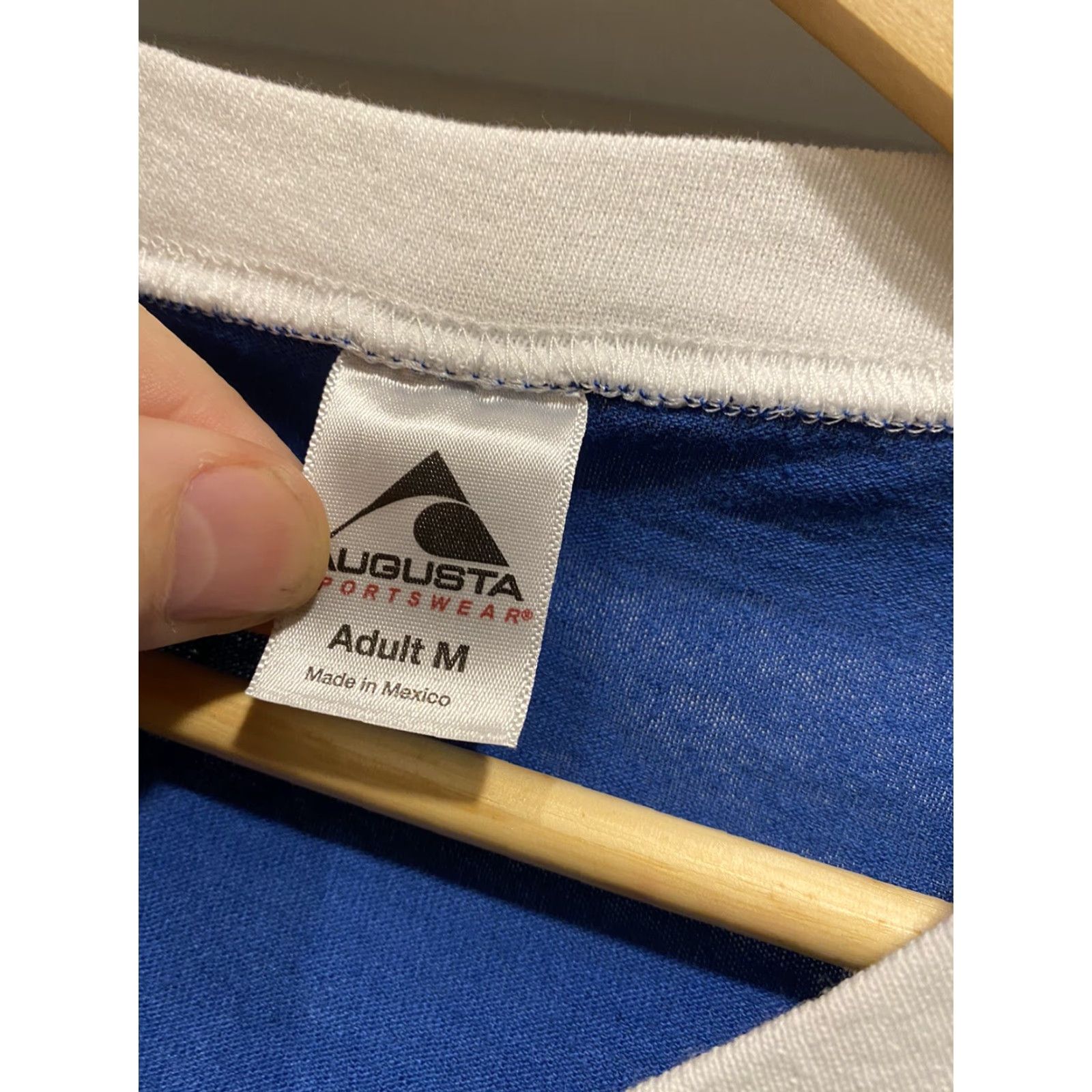 Augusta Sportswear Womens Medium Shirt Tri Delta Hacky Sack Senior Shirts M Blue Crew Neck Short Sleeve Cotton Blend Ringer Augusta Sportswear Women T-Shirt Size M / US 6-8 / IT 42-44 - 6 Thumbnail