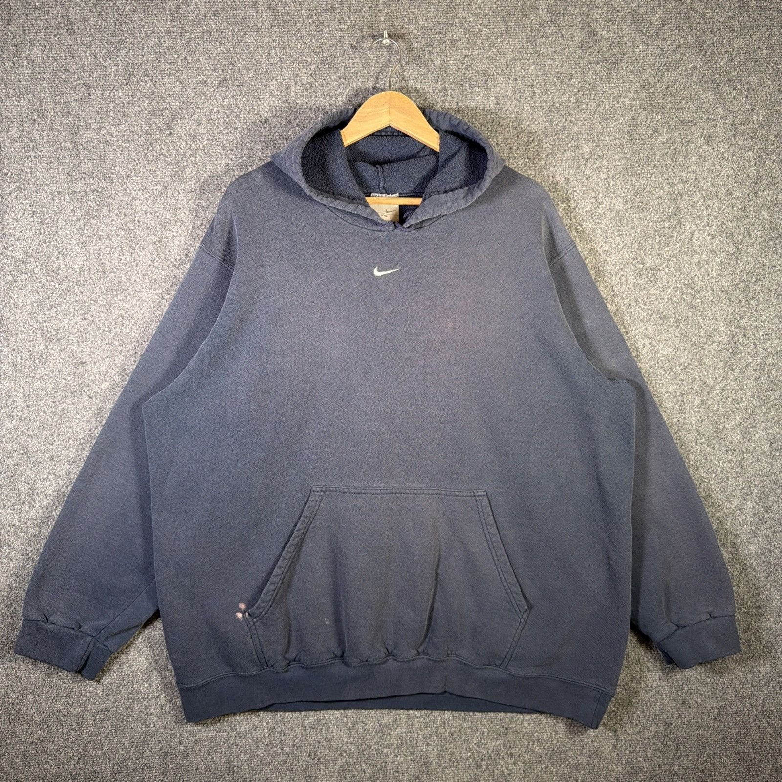 Nike Vintage Nike Hoodie Mens 2XL Navy 90s Baggy Center Swoosh Size US XXL / EU 58 / 5 - 1 Thumbnail