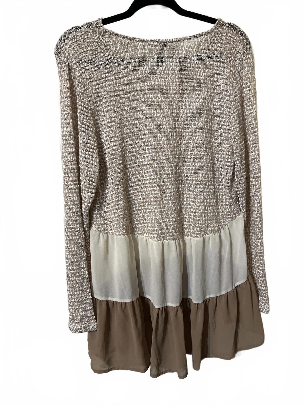 Other Oh Gussie! Long Sleeve Knit Chiffon Tiered Top L boho Size L / US 10 / IT 46 - 6 Thumbnail