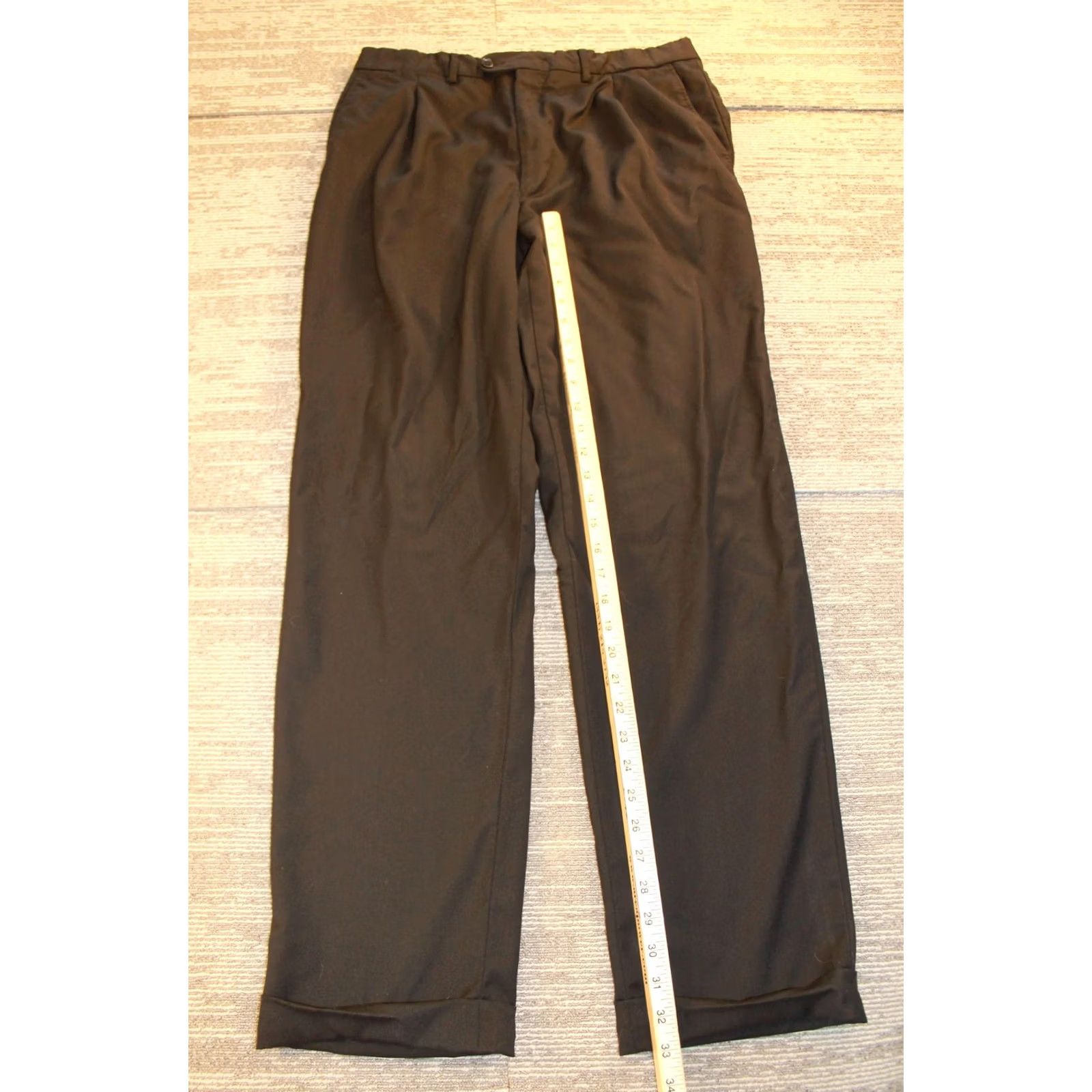 Z Zegna Zegna Pants Mens 37x33 Black Dress Formal Business Pleated Straight Leg Size US 36 / EU 52 - 6 Thumbnail